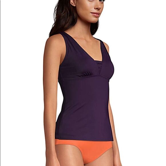 Land’s End Plus Standard Control Lining Grecian Tankini BLACK or Blackberry Var - Picture 4 of 11
